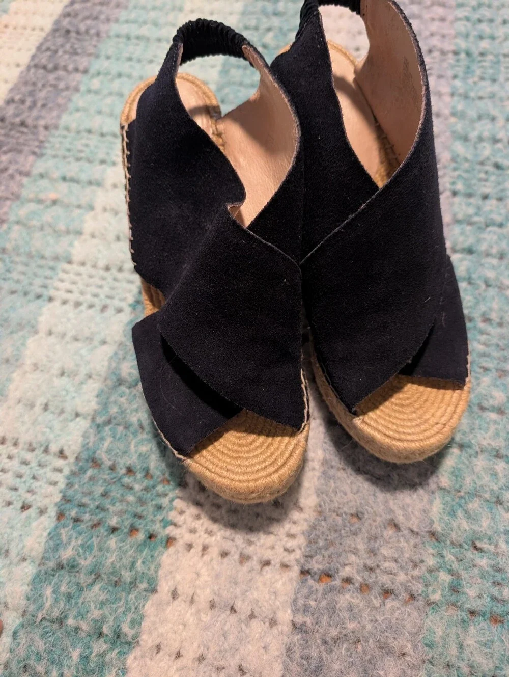 Kenneth Cole NY Black Espadrille Wedges ON A Size 8